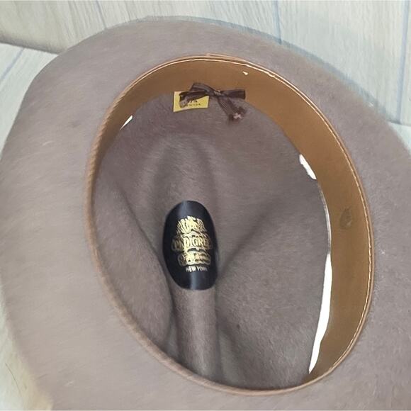 Vtg Wool Brown/Gray Fedora Hat 7 1/8 USA Made Pedigree Fifth Ave New York - Picture 6 of 12